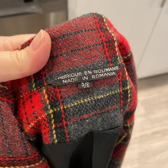 VINTAGE Wool Blend Red Gray and Black Tartan Plaid Blazer Jacket | Size Small - Picture 7 of 9